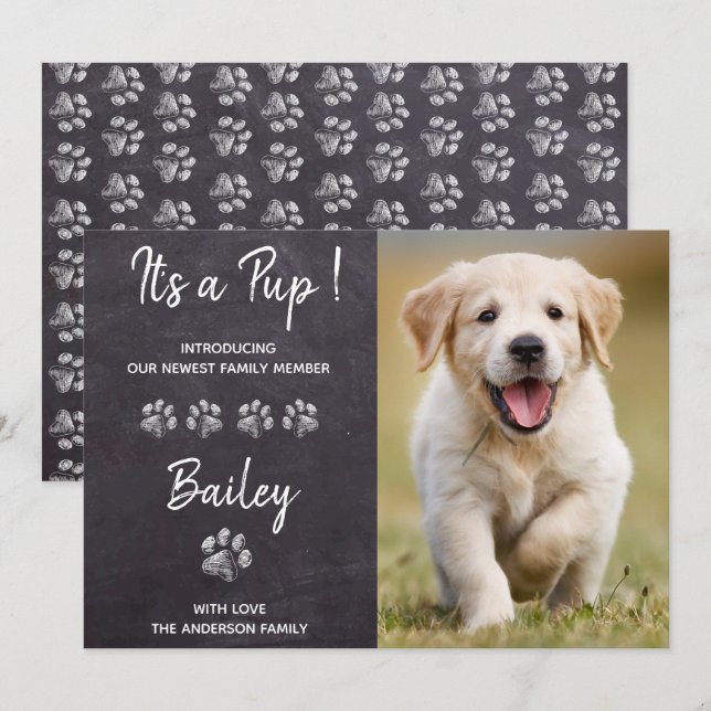 It's a Pup Puppy Dog New Pet Announcement (Front/Back)