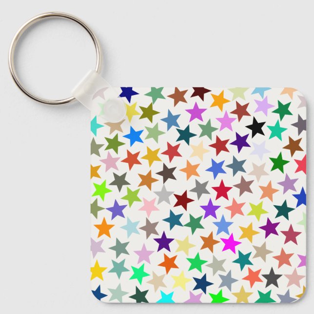 It's a Rainbow Party, Multi-Coloured Stars Pattern Key Ring (Front)