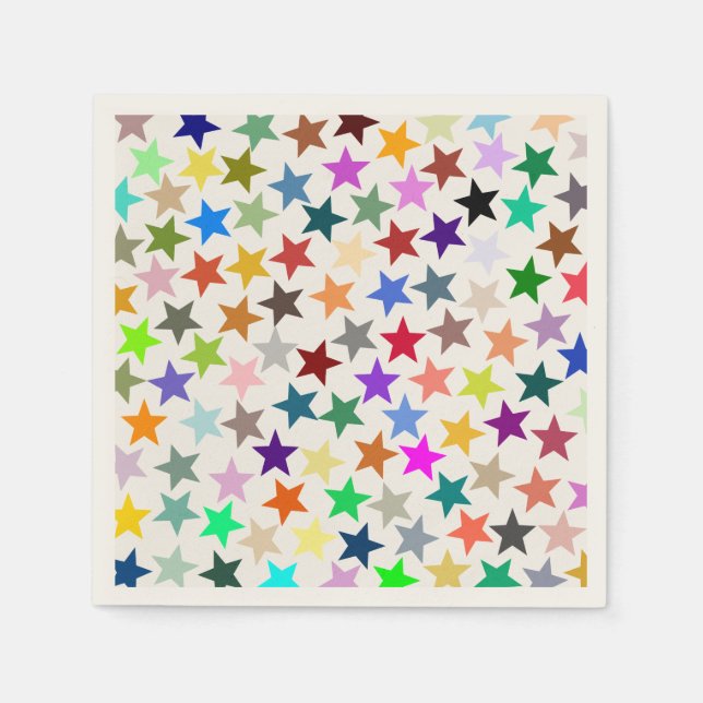 It's a Rainbow Party, Multi-Coloured Stars Pattern Napkin (Front)