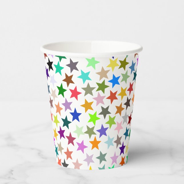 It's a Rainbow Party, Multi-Coloured Stars Pattern Paper Cups (Left)