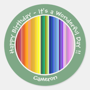 It's a Rainbow Party, Multi-Coloured Stripe Patter Classic Round Sticker
