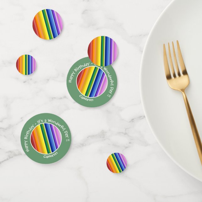 It's a Rainbow Party, Multi-Coloured Stripe Patter Confetti (Group)