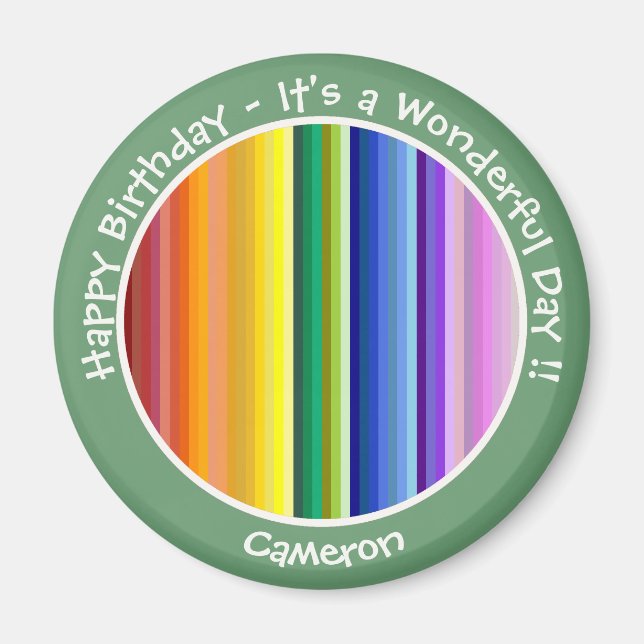 It's a Rainbow Party, Multi-Coloured Stripe Patter Magnet (Front)