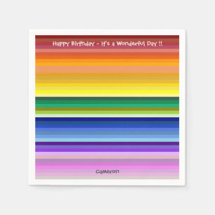 It's a Rainbow Party, Multi-Coloured Stripe Patter Napkin