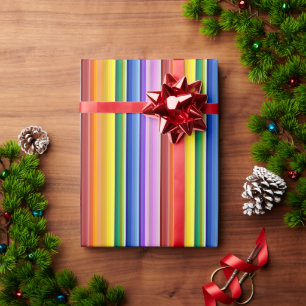 It's a Rainbow Party, Multi-Coloured Stripe Patter Wrapping Paper