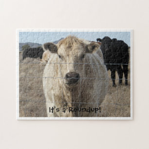 It's a Roundup! Black & White Cow Herd Jigsaw Puzzle