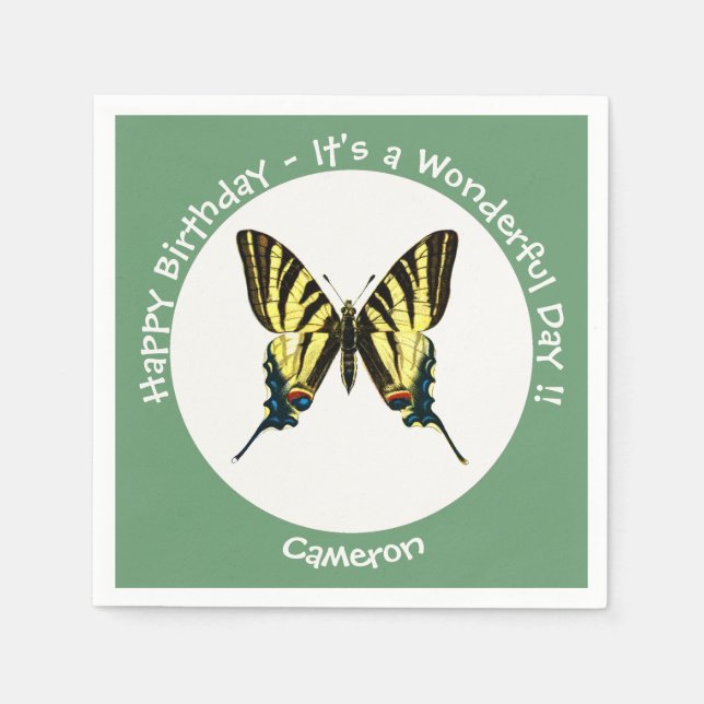 It's a Scarce Swallowtail Butterfly Birthday Party Napkin (Front)