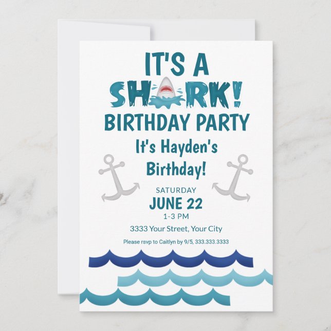It's a Shark Birthday Party Invitation (Front)