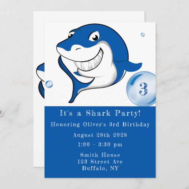 It's a Shark Party Boy Birthday Invitation (Front/Back)