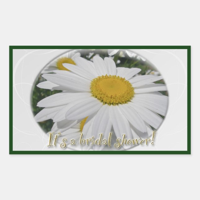 "It's a shower" Daisy Wildflower Bridal Shower Rectangular Sticker (Front)