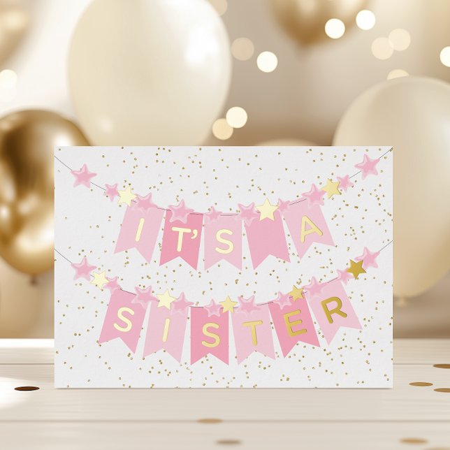 It's A Sister Baby Congratulations Foil Card (Creator Uploaded)