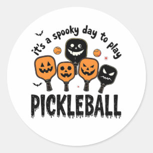 It's a Spooky Day To Play Pickleball Halloween  Classic Round Sticker
