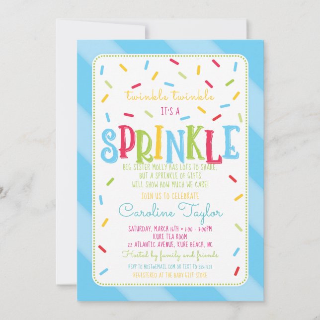 It's a Sprinkle Baby Shower Invitation card blue (Front)