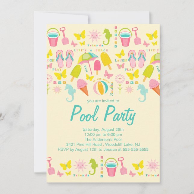 It's a Summer Beach Pool Party Invitation (Front)