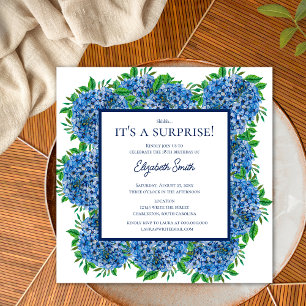 It's a Surprise 18th Birthday Party Blue Hydrangea Invitation