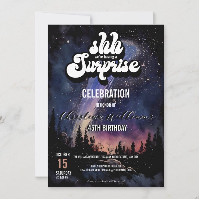  It's a Surprise Party | Starry Night Invitation (Front)