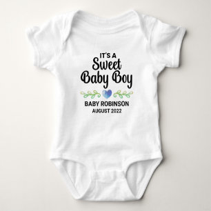 It's A Sweet Baby Boy Gender Reveal Announcement Baby Bodysuit