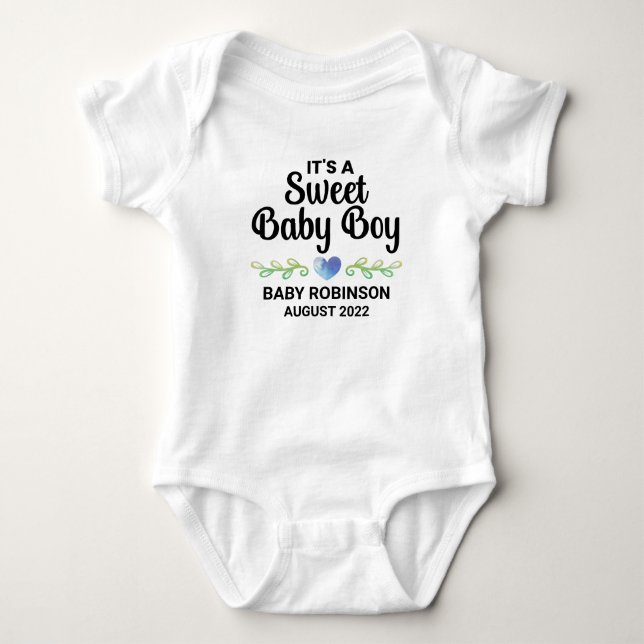 It's A Sweet Baby Boy Gender Reveal Announcement Bodysuit (Front)