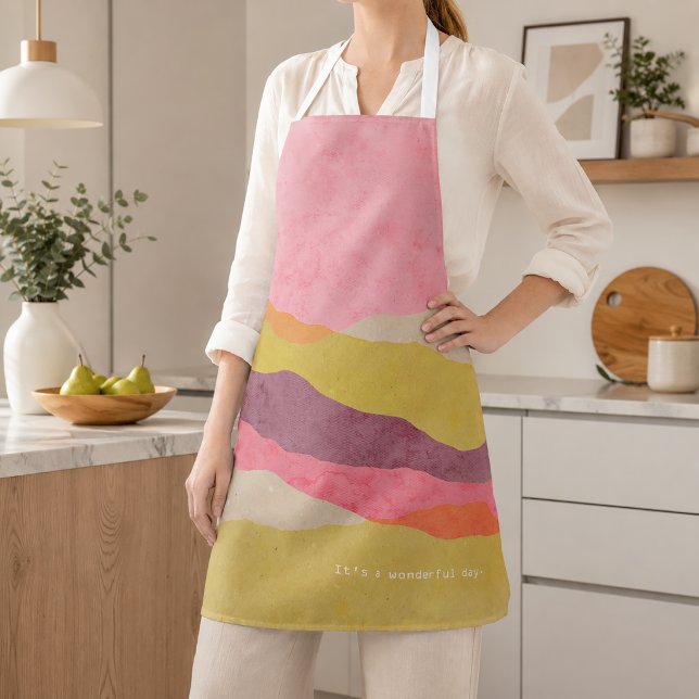 It's a wonderful day. All-Over Print Apron (watercolor-inspired colors create a calm and uplifting everyday atmosphere)