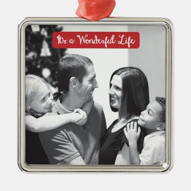 It's a Wonderful Life Christmas Holiday Photo Meta Metal Ornament (Front)