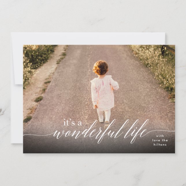 It's a Wonderful Life lettering in white photo Holiday Card (Front)