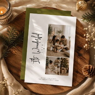 It's a Wonderful Life Modern 3 Photo Christmas Holiday Card