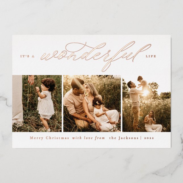 It's A Wonderful Life Modern Foil Holiday Card (Front)