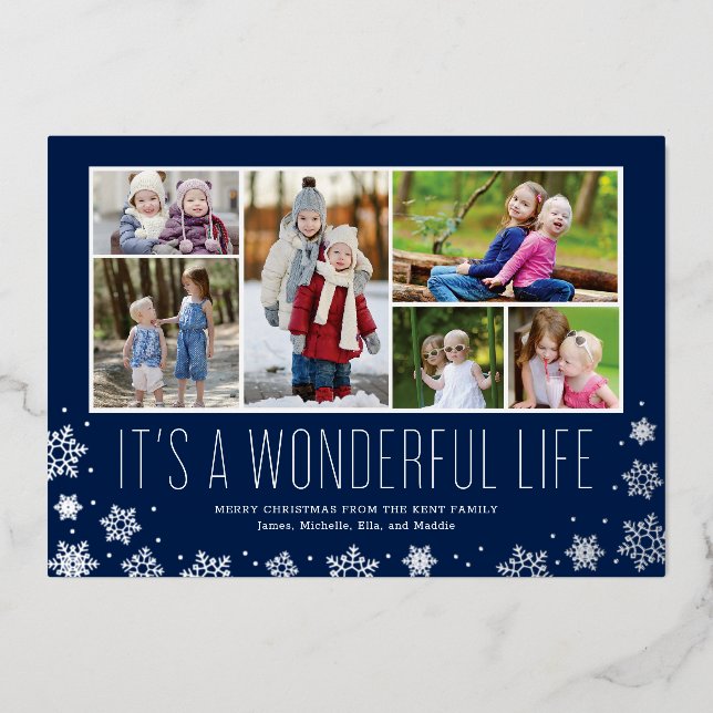 It's a Wonderful Life MultiPhoto Foil Holiday Card (Front)