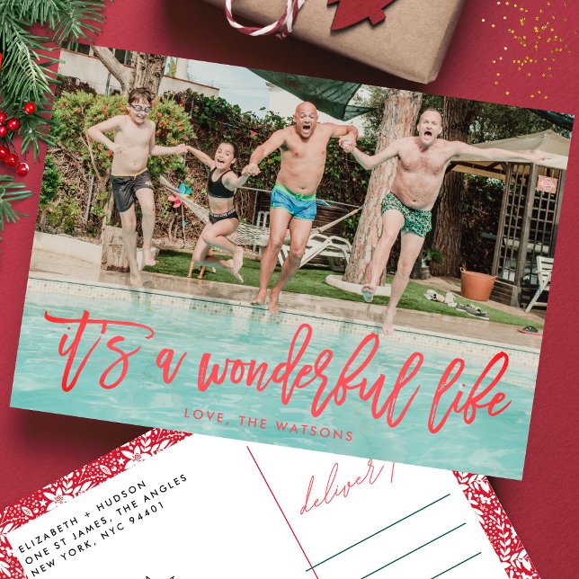 It's a Wonderful Life Red Christmas Holiday Postcard (Creator Uploaded)