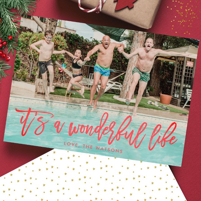 It's a Wonderful Life RED Christmas Photo Holiday Card (Creator Uploaded)