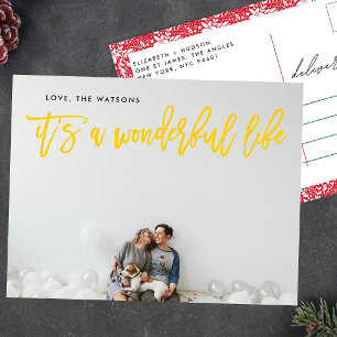 It's a Wonderful Life Yellow Christmas Holiday Postcard