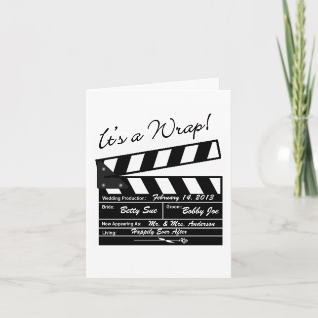 It's a Wrap - Movie Wedding Photo Thank You Card (Front)