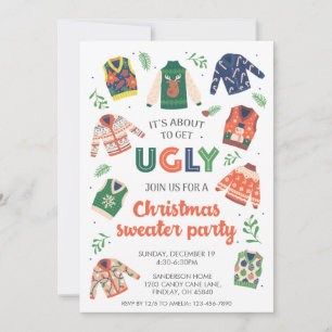 It's About to Get Ugly Christmas Sweater Party Invitation