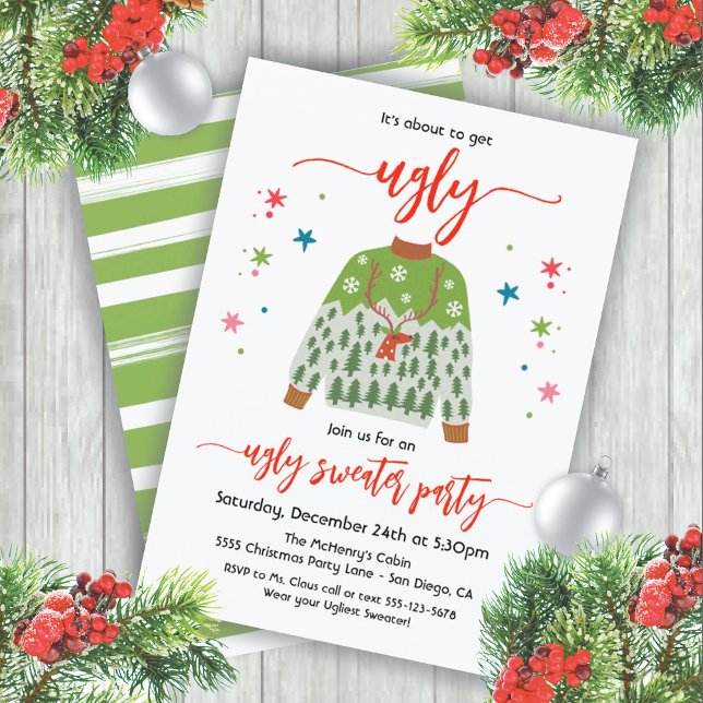 It's about to get Ugly Sweater Christmas Party Invitation (Creator Uploaded)
