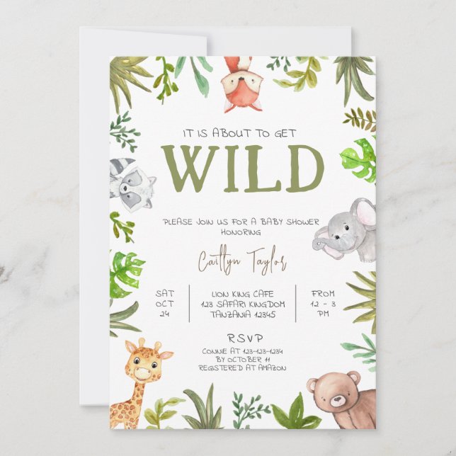 It's About to Get WILD Baby Shower Invitation (Front)