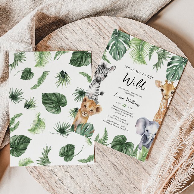 Its About To Get Wild Jungle Safari Baby Shower Invitation (Creator Uploaded)