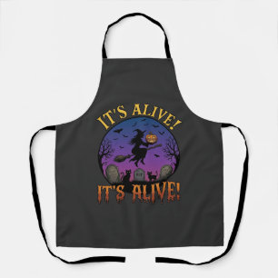 Its Alive Halloween Witch Pumpkin Black Cat Tombst Apron