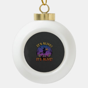 Its Alive Halloween Witch Pumpkin Black Cat Tombst Ceramic Ball Christmas Ornament