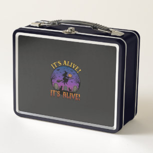 Its Alive Halloween Witch Pumpkin Black Cat Tombst Metal Lunch Box