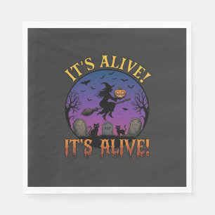 Its Alive Halloween Witch Pumpkin Black Cat Tombst Napkin