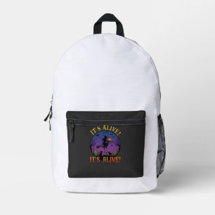 Its Alive Halloween Witch Pumpkin Black Cat Tombst Printed Backpack