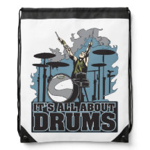 Its All About Drums Drummers Drawstring Backpack