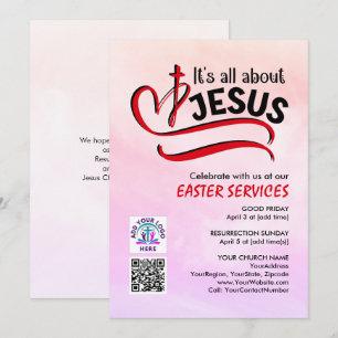 IT'S ALL ABOUT JESUS Logo QR Code Church EASTER Invitation