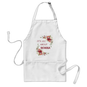 It's All About Nonna Red & Pink Peony Flowers Standard Apron