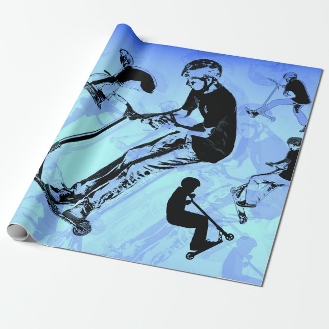 It's All About The Scooter! - Scooter Tricks Wrapping Paper (Unrolled)