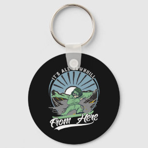 It's All Downhill From Here - Snowboarding - Ski Key Ring