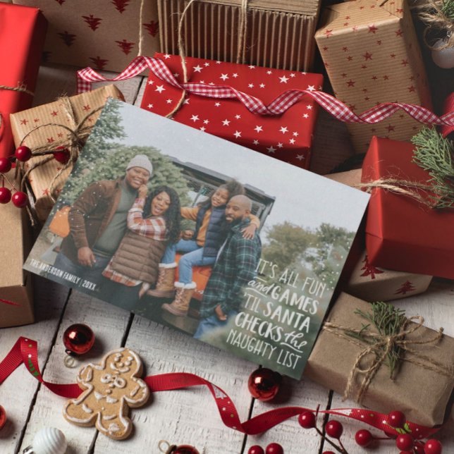 It's All Fun & Games Naughty List Christmas Photo Invitation (Creator Uploaded)
