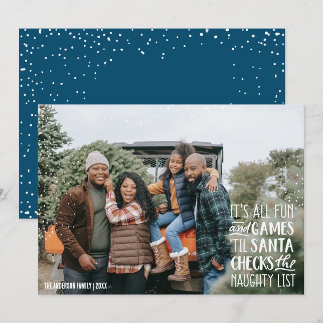 It's All Fun & Games Naughty List Christmas Photo Invitation (Front/Back)