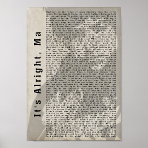 It's Alright Ma Shadow Song Lyric Wall Art Print