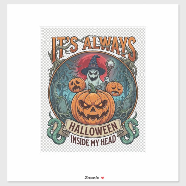 Its Always Halloween Inside Head Pumpkin Ghost Sna (Sheet)